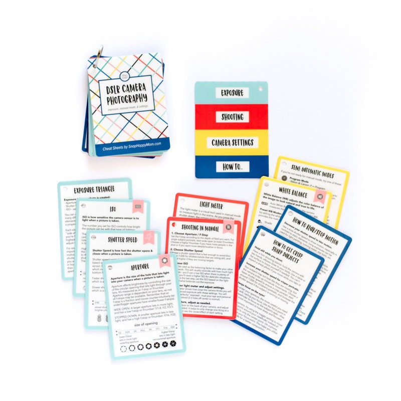DSLR Photography Cheat Sheets - Photography Reference Cards (Bright)